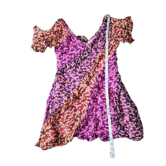 Anthropologie Floral Patchwork Mini Dress Ruffles Flutter Sleeve Multi Size XXS - Picture 10 of 10